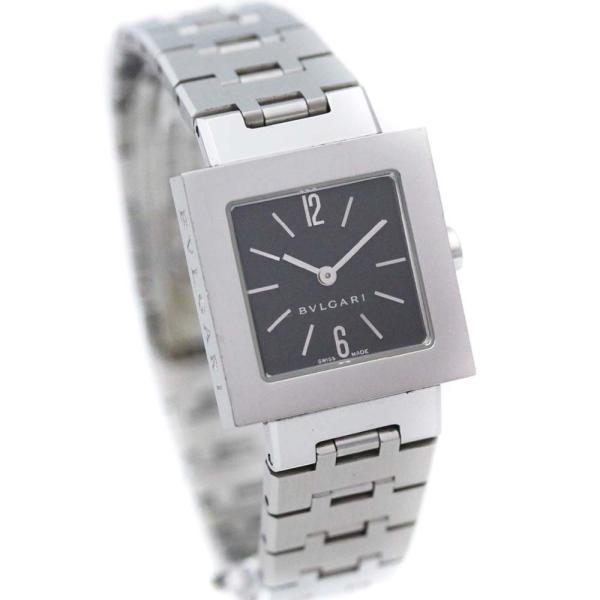 ブルガリ クアドラード スクエアフェイス 腕時計 レディース クオーツ ブラック文字盤 シルバー 腕時計 Sq22ss Bvlgari Bvlgari 中古 送料無料 Bvlgari Ho 2 Cs ゴールドエコヤフー店