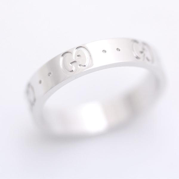 グッチ Gg アイコン リング 指輪 ユニセックス ジュエリー K18ホワイトゴールド 中古 送料無料 シルバー 信頼 Gucci