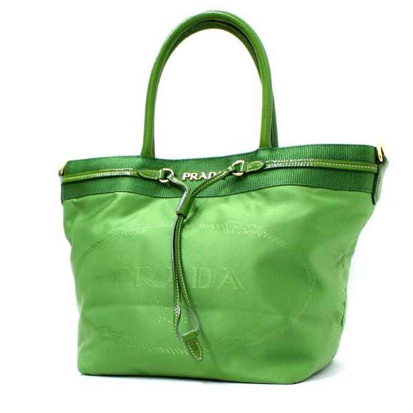 プラダ テスート トートバッグ レディース 通販 激安 ナイロン エナメル グリーン Prada 送料無料 中古