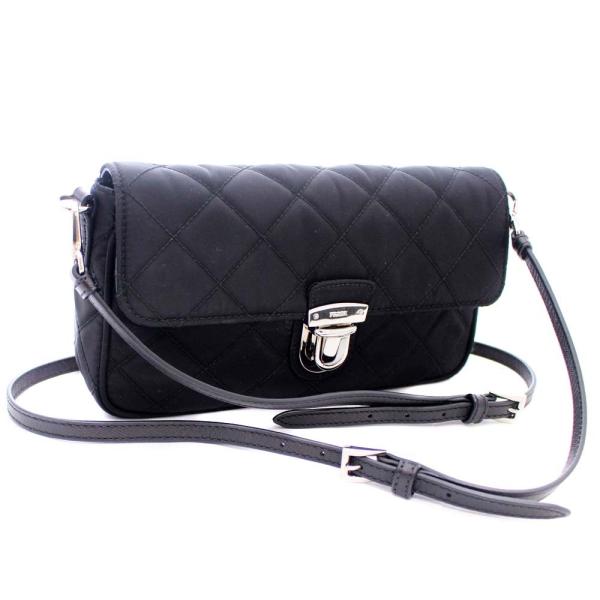 プラダ テスート キルティング 安心と信頼 2way クラッチ ショルダーバッグ レディース 送料無料 ナイロン シルバー金具 ブラック Prada 中古 Bt1025