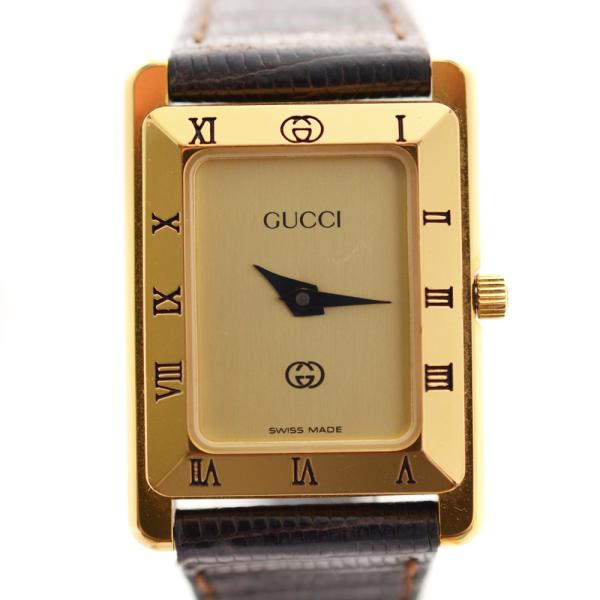 グッチ 在庫一掃売り切りセール 腕時計 レディース クオーツ ゴールド文字盤 ゴールド 40l Gucci 送料無料 ブラウン 中古