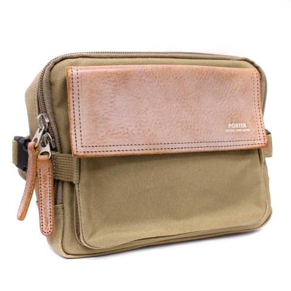 ポーター フィールド タンニン鞣し パラフィン加工 ウエストバッグ ユニセックス キャンバス ブラウン 送料無料 ベージュ 中古 人気ブレゼント レザー Porter