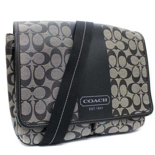 コーチ ヘリテージストライプ マップ シグネチャー ショルダーバッグ メンズ Pvc 中古 Coach 送料無料 ネイビー F 安売り
