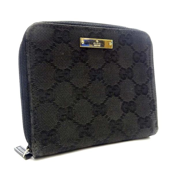 未使用級✨GUCCI グッチ 二つ折り　ブラック 黒 キャンバス GG プレート GUCCI(グッチ) / 2つ折り財布_GGキャンバス/キャンバス/ブラック