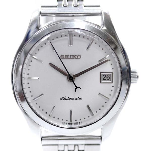 セイコー デイト 裏スケルトン 白文字盤 腕時計 メンズ 自動巻き 新品 4s35 8000 シルバー Seiko 送料無料 ホワイト文字盤 中古