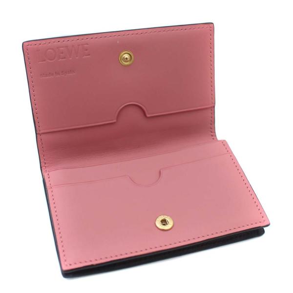 ロエベ 名刺入れ ロゴ アナグラム カードケース レディース 中古 レザー Loewe ピンク ブラック 送料無料 超激得sale