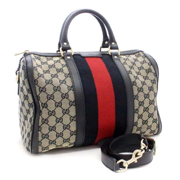 グッチ 2way ミニボストン シェリー ボストンバッグ レディース Ggキャンバス 2475 初回限定 Gucci 送料無料 レッド 中古 ネイビー レザー