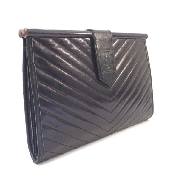 イヴ サンローラン クラッチバッグ セカンドバッグ メンズ レザー 中古 送料無料 贈り物 Yves ブラック Laurent Saint
