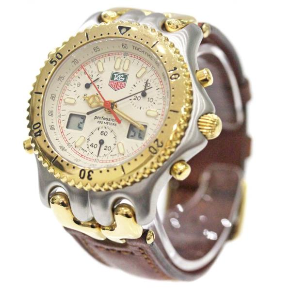 激安通販販売 タグホイヤー セルシリーズ セナモデル 腕時計 メンズ クオーツ アイボリー文字盤 Heuer ゴールド シルバー 中古 送料無料 Cg1123 0