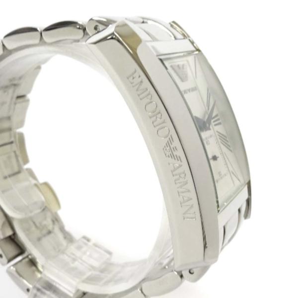 アルマーニ 出色 スクエアケース 腕時計 メンズ クオーツ シルバー文字盤 Ar 0145 シルバー 送料無料 中古 Armani