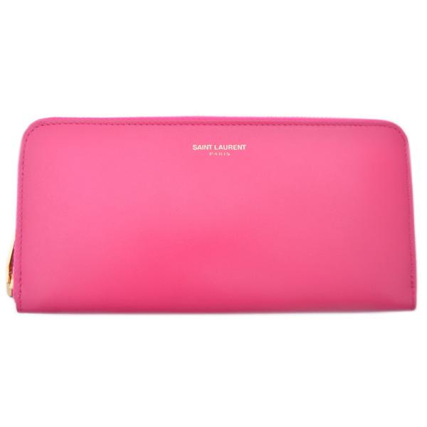 未使用品 サンローランパリ ラウンドファスナー 新登場 長財布 レディース レザー ピンク Paris 中古 送料無料 Saint Laurent