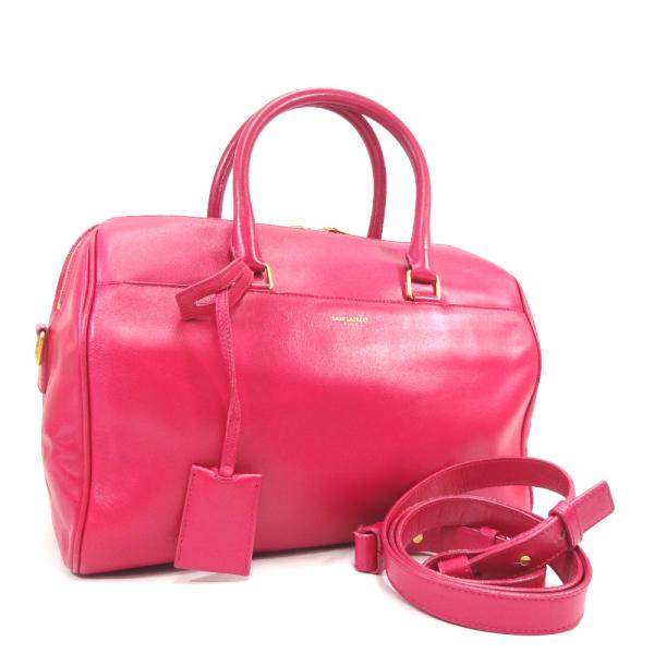 SAINT LAURENT バーガンディ レザー ハンドバッグ　ダッフル サンローランベイビーダッフル ハンドバッグ ボルドー