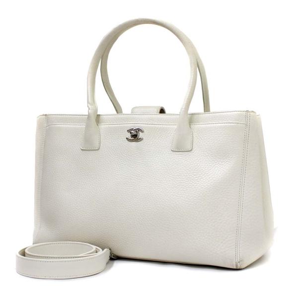 美品　CHANEL 白　ホワイトキャビアスキン　エグゼクティブトートバッグ goldeco_vv-06237-hn
