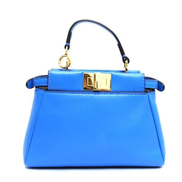 美品 フェンディ マイクロ ピーカブー 2way ショルダーバッグ レディース レザー 8m0355 送料無料 中古 ブルー 新作 Fendi