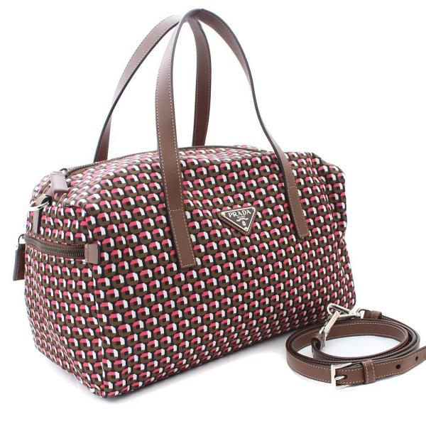 美品 プラダ 激安特価品 2way テスート ボストンバッグ レディース ナイロン 送料無料 Prada マルチカラー レザー Bl0567 中古