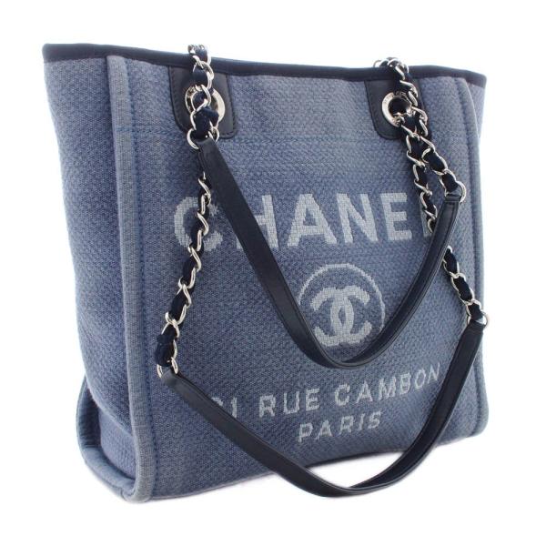 シャネル トートバッグ ドーヴィルpm ショルダーバッグ 引出物 レディース キャンバス Chanel 中古 ブルー A レザー 送料無料