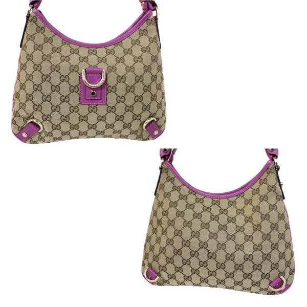 グッチ 待望 Ggキャンバス アビー ワンショルダーバッグ レディース キャンバス Gucci 中古 ベージュ 送料無料 レザー ピンク