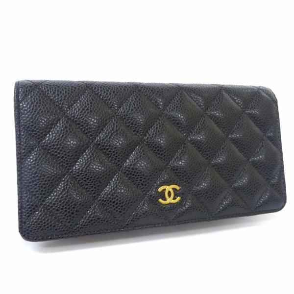 美品　シャネル　キャビアスキン　財布 CHANEL - CHANEL キャビアスキン 長財布 ウォレット がま口の