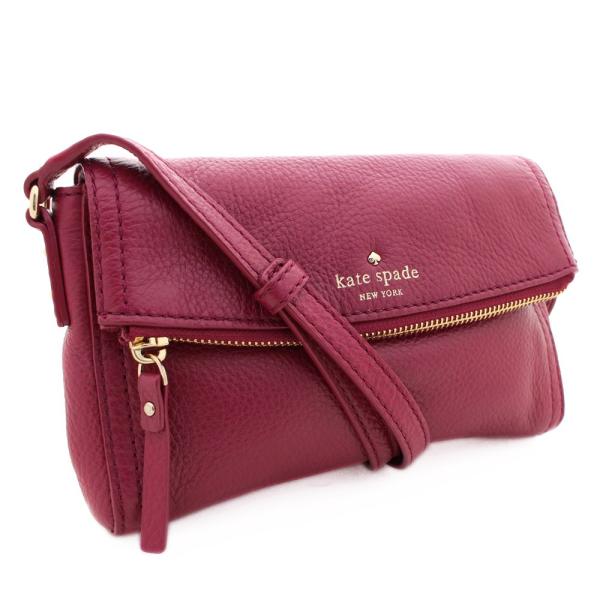 美品 ケイトスペード 斜めがけ ロゴ ショルダーバッグ レディース 年間定番 レザー 中古 ピンク Spade Kate 送料無料 パープル