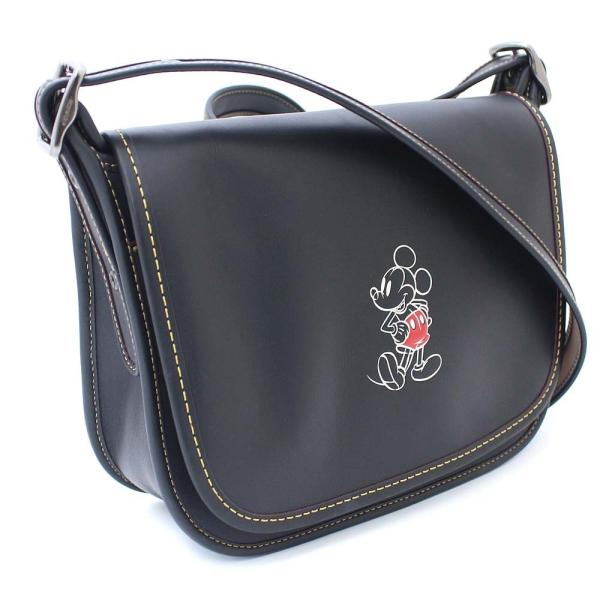 コーチ 誕生日 お祝い ディズニーコラボ ミッキーマウス ショルダーバッグ レディース レザー F ブラック 送料無料 Coach 中古