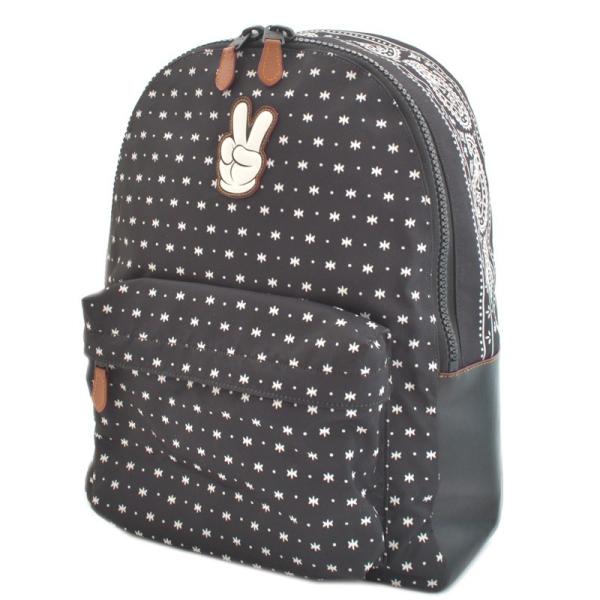 コーチ リュック バッグパック ブラック ミッキーコラボ チャールズ バンダナプリント 黒 中古 メンズ レディース 超特価sale開催 ペイズリー柄 F Coach スター