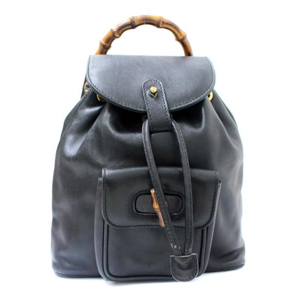 グッチ バンブー リュック デイパック レディース レザー ブラック Gucci 中古 58 0030 送料無料 003 売店