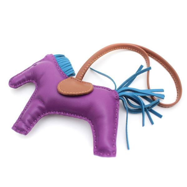 未使用品 エルメス ロデオ チャームmm 馬 その他小物 レディース パープル 正規品 送料無料 中古 レザー Hermes