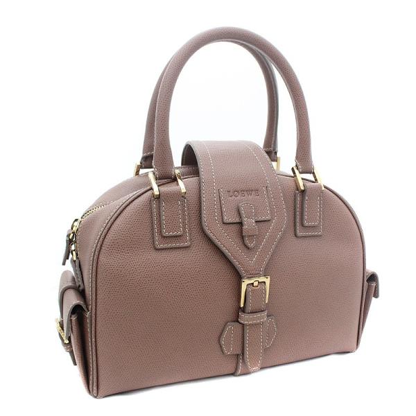 ロエベ 型押し レザー ハンドバッグ レディース ロゴ 中古 ミニ ボストンバッグ 新作 ピンク Loewe