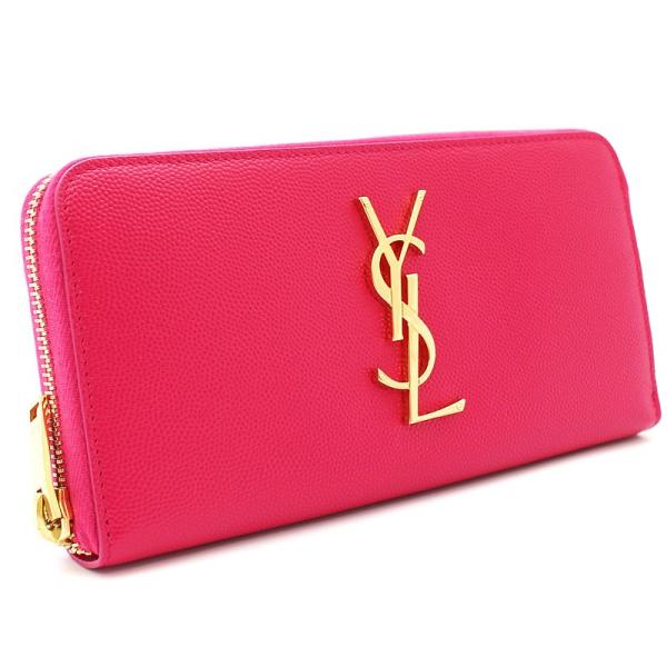 美品 イヴサンローラン サンローランパリ ラウンドファスナー長財布 レディース レザー ピンク ゴールド金具 Yvessaintlaurent 送料無料 中古 Ysl 70 Offアウトレット