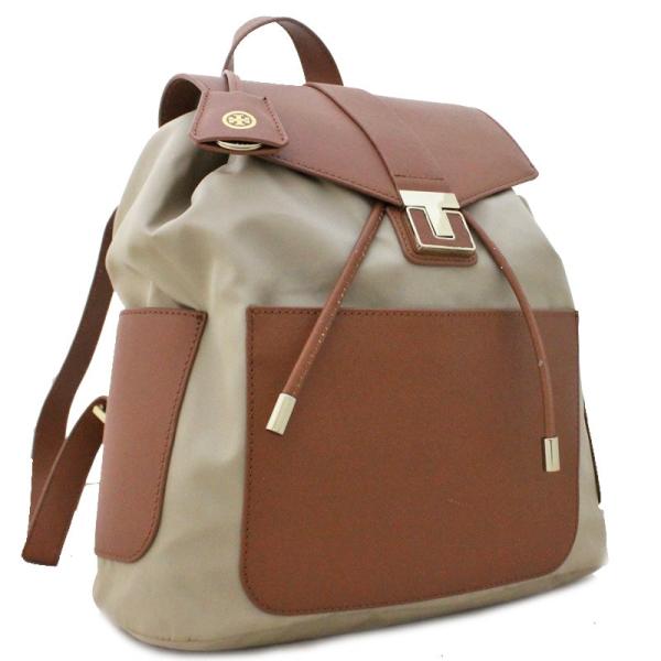 Tory バーゲンセール Burch トリーバーチ リュックサック レディース デイパック 中古 ブラウン ナイロン レザー ベージュ