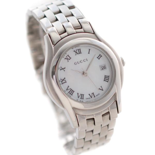 グッチ 腕時計 レディース クオーツ ローマ ホワイトシェル文字盤 中古 送料無料 5500l セール特価 シルバー Gucci