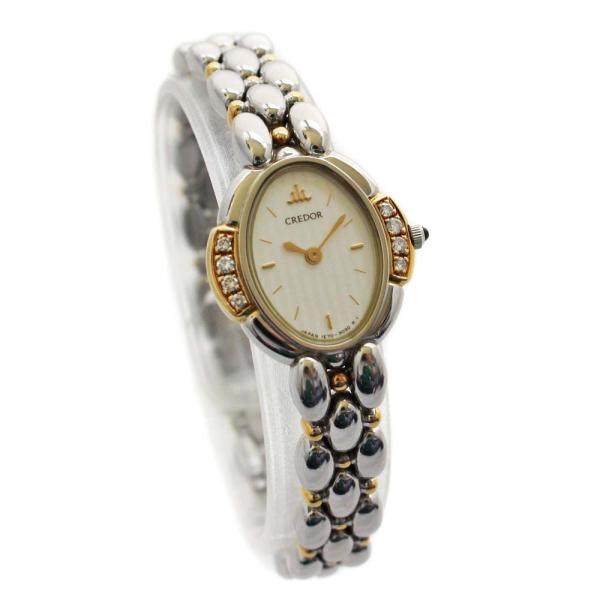 セイコー クレドール 腕時計 レディース クオーツ アイボリー文字盤 シルバー Seiko 中古 1e70 3040 待望 送料無料 ゴールド