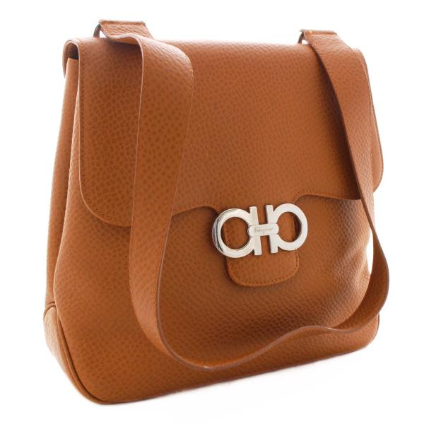 サルヴァトーレフェラガモ ガンチーニ ショルダーバッグ レディース レザー ブラウン キャメル Ferragamo セール特別価格 送料無料 Bl 21 Salvatore 7156 中古