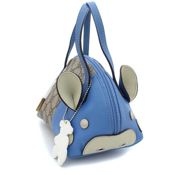 グッチ Ggプラス キッズライン ピッグ ミニ ハンドバッグ 百貨店 レディース Pvc レザー 送料無料 Gucci ベージュ 中古 ブルー