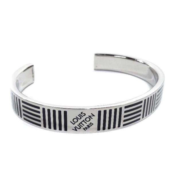 ルイ ヴィトン ジョンヌ ダミエカラーズ カフバングル ブレスレット 卸直営 メンズ メタル アクセサリー M シルバー Vuitton 送料無料 Louis 中古