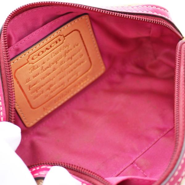 Coach コーチ シグネチャー ポーチ コスメポーチ カーキ ピンク 小物入れ キャンバス レザー ストライプミディアム ビューティーケース 中古 Buyee Buyee บร การต วกลางจากญ ป น ซ อจากประเทศญ ป น