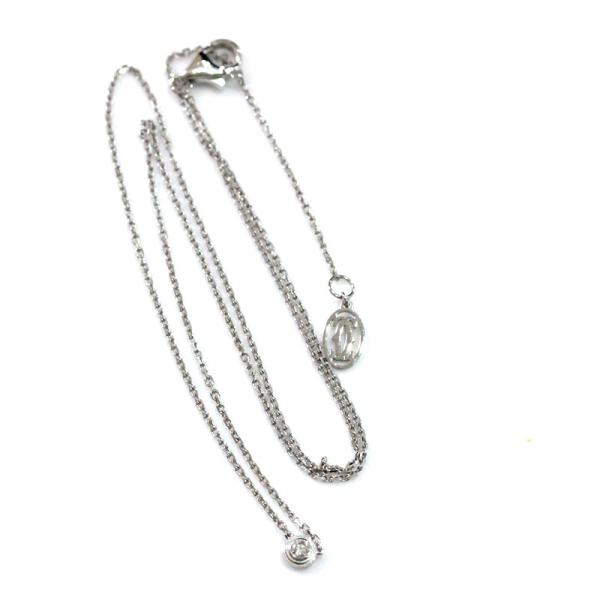 ブランド品 Cartier カルティエ ディアマンレジェドゥ 1pダイヤモンド ネックレス レディース ジュエリー 新品仕上げ済み K18wg 中古 ペンダント ホワイトゴールド 750wg