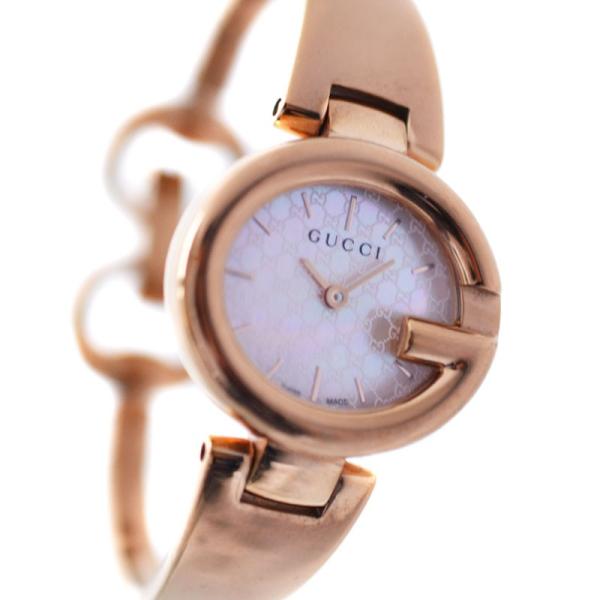グッチ グッチシマ 134 5 レディース 腕時計 クォーツ シェル文字盤 ステンレス Pgp Gucci ピンクゴールド Ya 海外 バングルウォッチ 中古