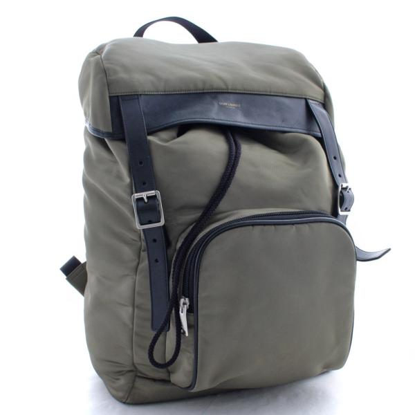 サンローランパリ サックハント リュック デイパック レディース ナイロン レザー カーキ Laurent Saint ブラック 中古 4359 Paris 送料無料 日本製
