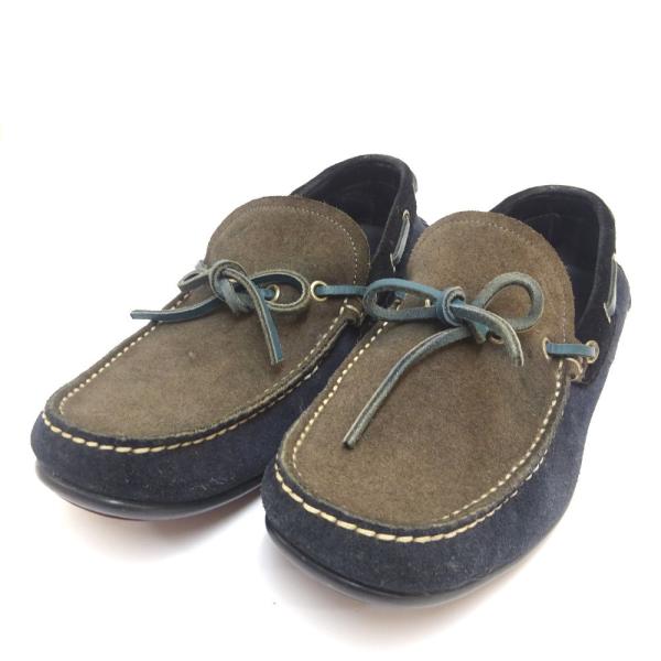 サルヴァトーレフェラガモ ドライビングシューズ ローファー メンズ ファクトリーアウトレット スウェード ネイビー Ferragamo グレー Salvatore 送料無料 中古
