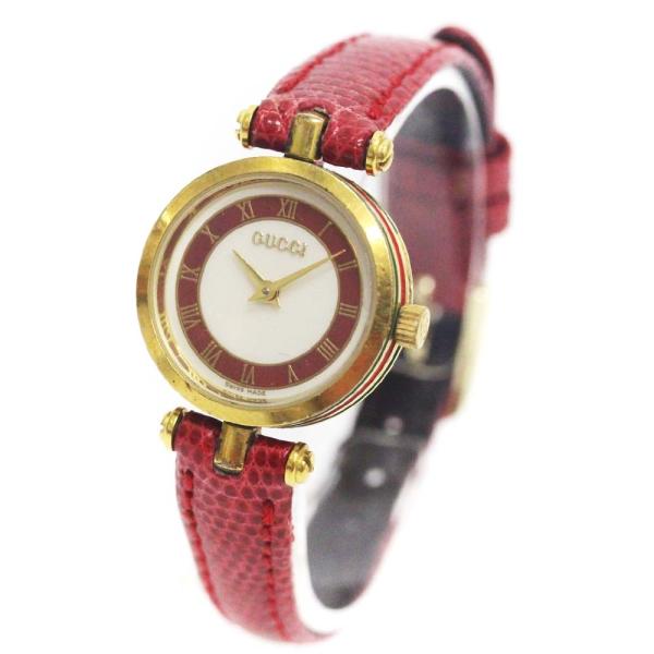 グッチ ダブルg ヴィンテージ 腕時計 レディース クオーツ アイボリー Gucci 緑 赤 送料無料 中古 ボルドー文字盤 ゴールド 卓抜