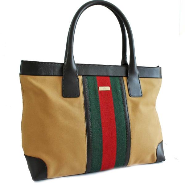 グッチ ショルダーバッグ 肩掛け シェリーライン トートバッグ レディース キャンバス メーカー再生品 Gucci ベージュ 中古 レザー 送料無料 002 1119