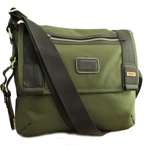トゥミ ロゴ 斜め掛け メッセンジャーバッグ ショルダーバッグ メンズ おしゃれ ナイロン 中古 グリーン レザー Tumi 送料無料