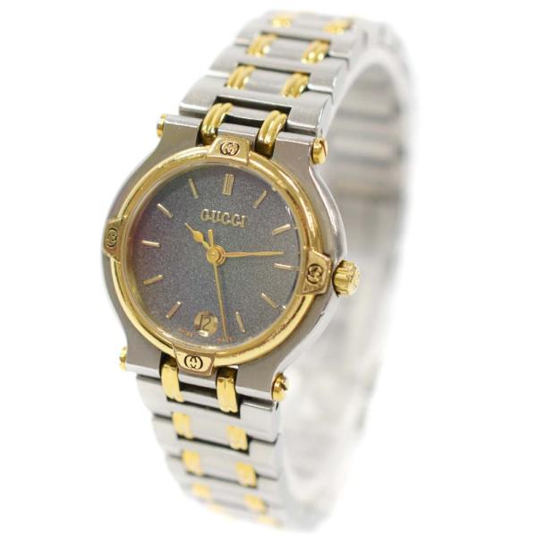 グッチ 腕時計 レディース 豊富な品 クオーツ グレー文字盤 コンビ 送料無料 9000l 中古 Gucci