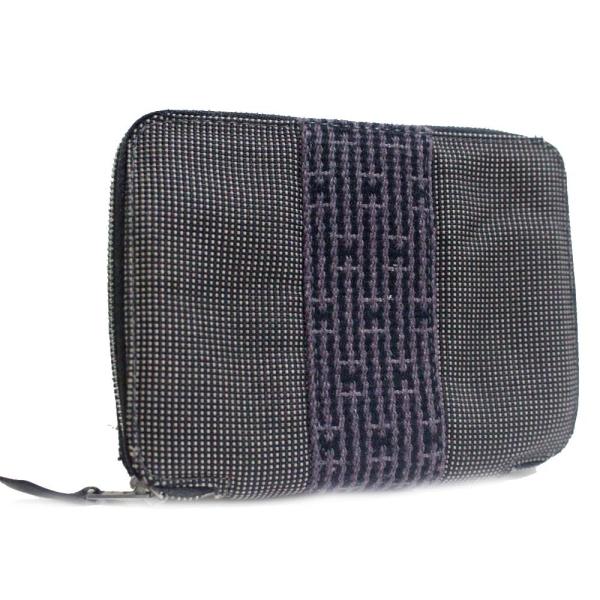 HERMES 長財布 ラウンドファスナー パース ＧＭ グレー エールライン エルメス エールラインラウンドファスナーパース