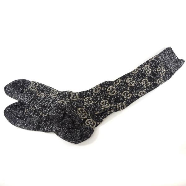 美品 グッチ Gg ラメ ロング 開店祝い ソックス その他ファッション雑貨 レディース コットン 中古 送料無料 Gucci ナイロン ブラック