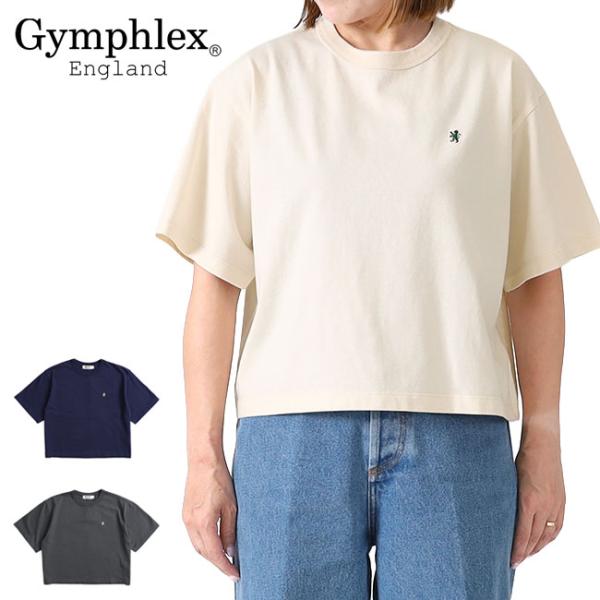[SALE] GYMPHLEX ジムフレックス ロゴ刺繍 ショート丈 Tシャツ GY-C0489 CPJ カットソー レディース