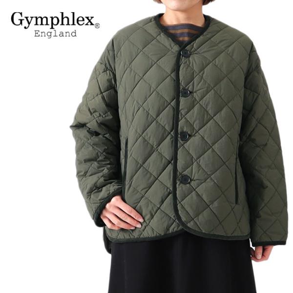 GYMPHLEX ジムフレックス ダイヤキルトダウン Vネック カラーレスジャケット GY-A0054 NYM ノーカラー レディース
