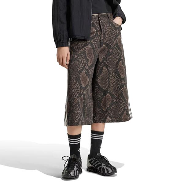 adidas originals アディダス オリジナルス スネークプリント デニム バミューダショーツ KX1900 ブラウン 蛇柄 デニムショーツ レディース