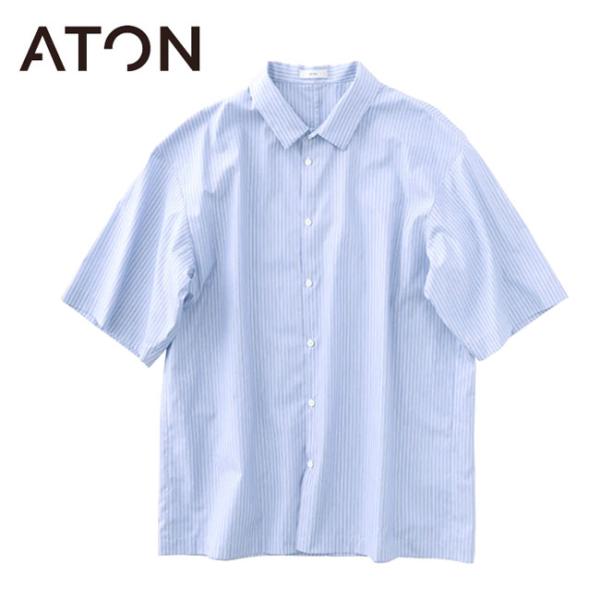 ATON エイトン スビンブロード オーバーサイズ シャツ BL AG SM 1400